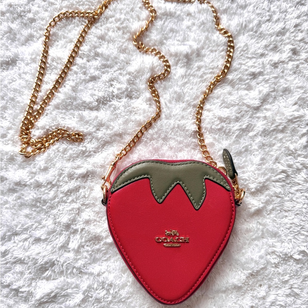 Coach Red Strawberry Shaped Leather Crossbody Bag
